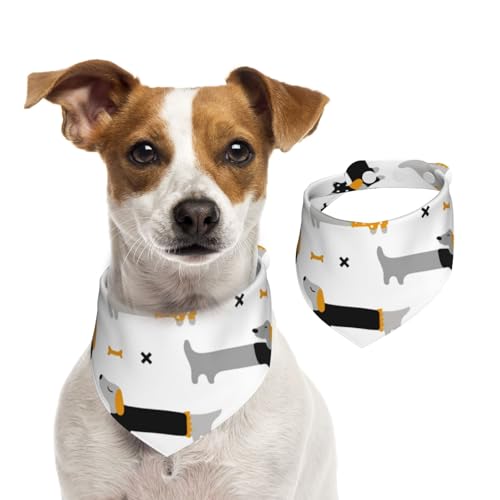 Dackel, Hundehalstücher, Baumwoll-Haustierschal, verstellbare Lätzchen für Haustiere,S Dackel, Hundehalstücher, Baumwoll-Haustierschal, verstellbare Lätzchen für Haustiere,S von InOmak