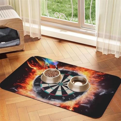Dart Board Printed,Waterproof Pet Feeding Mat,PU Leather Placemats for Cat Dog Water Bowl,Food Mats,40x60cm von InOmak