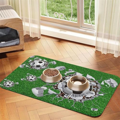 Design mit Fußballlöchern,Futtermatte für Haustiere, Tischsets aus PU-Leder für Katzen und Hunde,30x45cm Design mit Fußballlöchern,Futtermatte für Haustiere, Tischsets aus PU-Leder für Katzen und Hunde,30x45cm von InOmak