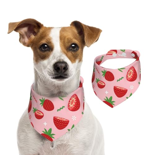 Erdbeere auf Rosa, Hundehalstücher, Baumwoll-Haustierschal, verstellbare Lätzchen für Haustiere,L Erdbeere auf Rosa, Hundehalstücher, Baumwoll-Haustierschal, verstellbare Lätzchen für Haustiere,L von InOmak
