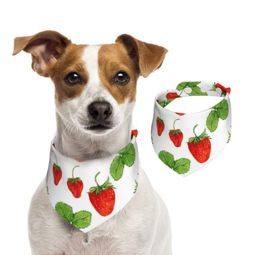Erdbeerpflanzen Obst Weiß Druck, Hundehalstücher, Baumwoll-Haustierschal, verstellbare Lätzchen für Haustiere,L Erdbeerpflanzen Obst Weiß Druck, Hundehalstücher, Baumwoll-Haustierschal, verstellbare Lätzchen für Haustiere,L von InOmak