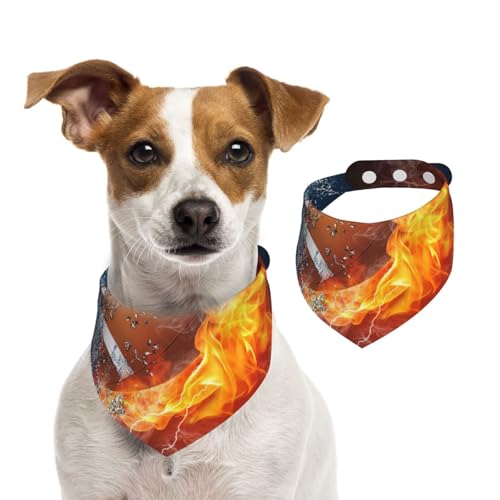 Feuer Fußball, Hundehalstücher, Baumwoll-Haustierschal, verstellbare Lätzchen für Haustiere,L Feuer Fußball, Hundehalstücher, Baumwoll-Haustierschal, verstellbare Lätzchen für Haustiere,L von InOmak