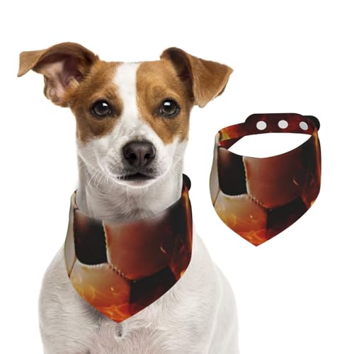 Feuer Fußball Gedruckt, Hundehalstücher, Baumwoll-Haustierschal, verstellbare Lätzchen für Haustiere,M Feuer Fußball Gedruckt, Hundehalstücher, Baumwoll-Haustierschal, verstellbare Lätzchen für Haustiere,M von InOmak