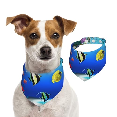 Fische Pflanzen Tropische Meerestiere Natur Leben Algen, Hundehalstücher, Baumwoll-Haustierschal, verstellbare Lätzchen für Haustiere,L Fische Pflanzen Tropische Meerestiere Natur Leben Algen, Hundehalstücher, Baumwoll-Haustierschal, verstellbare Lätzchen für Haustiere,L von InOmak