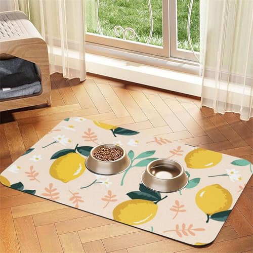 Frische gelbe Zitronen Sommerfrüchte,Futtermatte für Haustiere, Tischsets aus PU-Leder für Katzen und Hunde,40x60cm Frische gelbe Zitronen Sommerfrüchte,Futtermatte für Haustiere, Tischsets aus PU-Leder für Katzen und Hunde,40x60cm von InOmak