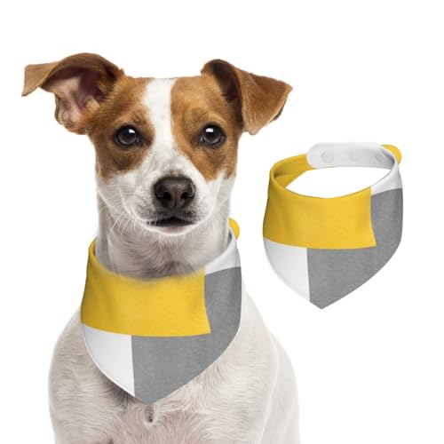 Gelb Grau Weiß Geometrischer Block, Hundehalstücher, Baumwoll-Haustierschal, verstellbare Lätzchen für Haustiere,M Gelb Grau Weiß Geometrischer Block, Hundehalstücher, Baumwoll-Haustierschal, verstellbare Lätzchen für Haustiere,M von InOmak