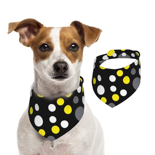 Gelb Weiß Schwarz Polka Dot, Hundehalstücher, Baumwoll-Haustierschal, verstellbare Lätzchen für Haustiere,S Gelb Weiß Schwarz Polka Dot, Hundehalstücher, Baumwoll-Haustierschal, verstellbare Lätzchen für Haustiere,S von InOmak