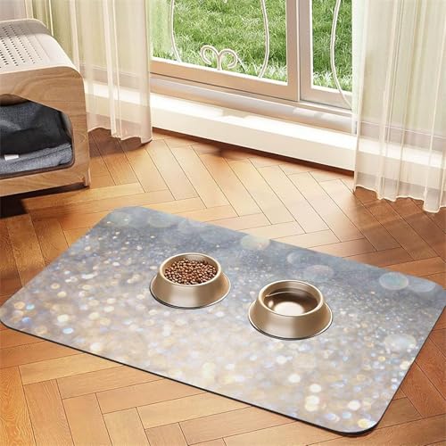 Glitzerdiamanten，Futtermatte für Haustiere, Tischsets aus PU-Leder für Katzen und Hunde,30x45cm von InOmak