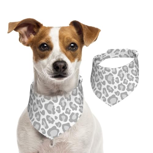 Grau-weißer Leopardendruck, Hundehalstücher, Baumwoll-Haustierschal, verstellbare Lätzchen für Haustiere,M Grau-weißer Leopardendruck, Hundehalstücher, Baumwoll-Haustierschal, verstellbare Lätzchen für Haustiere,M von InOmak