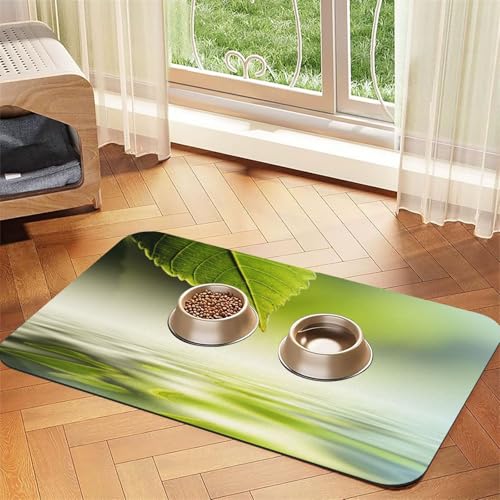 Green Leaf Reflecting In River Water,Waterproof Pet Feeding Mat,PU Leather Placemats for Cat Dog Water Bowl,Food Mats,40x60cm Green Leaf Reflecting In River Water,Waterproof Pet Feeding Mat,PU Leather Placemats for Cat Dog Water Bowl,Food Mats,40x60cm von InOmak