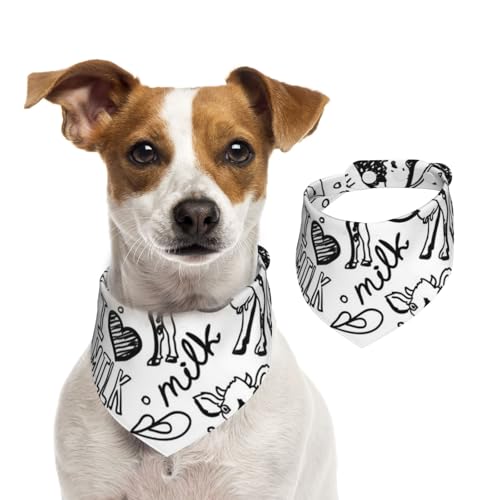 Hand, Ziehen, Kuh, Und, Milch, Hundehalstücher, Baumwoll-Haustierschal, verstellbare Lätzchen für Haustiere,S Hand, Ziehen, Kuh, Und, Milch, Hundehalstücher, Baumwoll-Haustierschal, verstellbare Lätzchen für Haustiere,S von InOmak