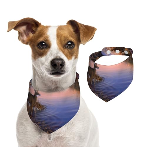 Herbst Hütte See Paar Hirsche Wälder Design, Hundehalstücher, Baumwoll-Haustierschal, verstellbare Lätzchen für Haustiere,S Herbst Hütte See Paar Hirsche Wälder Design, Hundehalstücher, Baumwoll-Haustierschal, verstellbare Lätzchen für Haustiere,S von InOmak
