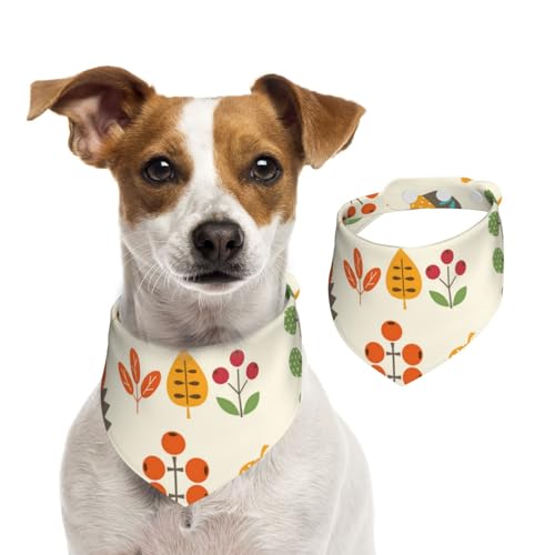 Herbstmuster mit Eule, Fuchs, Eichhörnchen, Vögel, Animal Print, Hundehalstücher, Baumwoll-Haustierschal, verstellbare Lätzchen für Haustiere,L Herbstmuster mit Eule, Fuchs, Eichhörnchen, Vögel, Animal Print, Hundehalstücher, Baumwoll-Haustierschal, verstellbare Lätzchen für Haustiere,L von InOmak