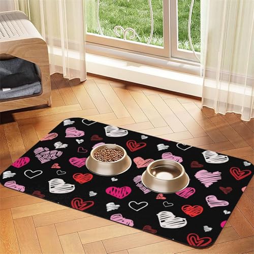 Herzen Rosa und rote Herzen,Futtermatte für Haustiere, Tischsets aus PU-Leder für Katzen und Hunde,40x60cm Herzen Rosa und rote Herzen,Futtermatte für Haustiere, Tischsets aus PU-Leder für Katzen und Hunde,40x60cm von InOmak