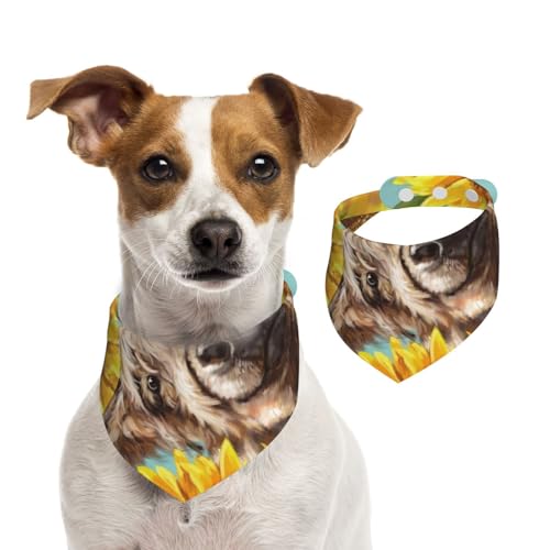 Highl und Kuh mit Sonnenblumen, Hundehalstücher, Baumwoll-Haustierschal, verstellbare Lätzchen für Haustiere,L Highl und Kuh mit Sonnenblumen, Hundehalstücher, Baumwoll-Haustierschal, verstellbare Lätzchen für Haustiere,L von InOmak