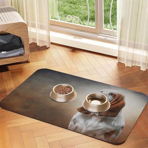 Hund Basset Hound，Futtermatte für Haustiere, Tischsets aus PU-Leder für Katzen und Hunde,40x60cm von InOmak