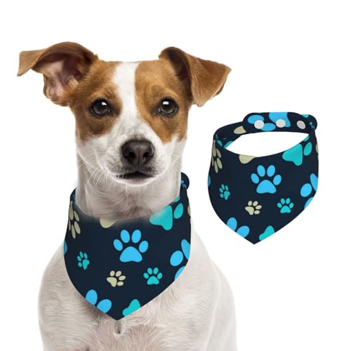 Hundepfotenabdruck, Hundehalstücher, Baumwoll-Haustierschal, verstellbare Lätzchen für Haustiere,M Hundepfotenabdruck, Hundehalstücher, Baumwoll-Haustierschal, verstellbare Lätzchen für Haustiere,M von InOmak