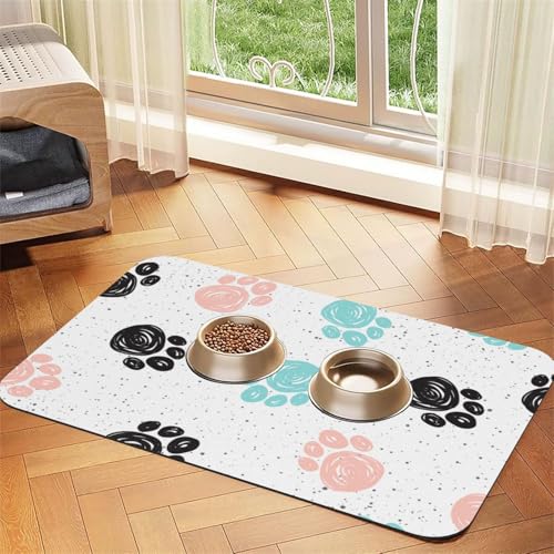 Hundepfotenabdruck，Futtermatte für Haustiere, Tischsets aus PU-Leder für Katzen und Hunde,30x45cm von InOmak
