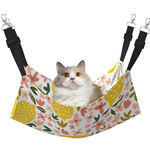 InOmak Floral Zitrone Zitronengelb, Katzenhängematte, weiches, doppelseitiges Hängebett für kleine Hunde und Haustiere,L InOmak Floral Zitrone Zitronengelb, Katzenhängematte, weiches, doppelseitiges Hängebett für kleine Hunde und Haustiere,L von InOmak