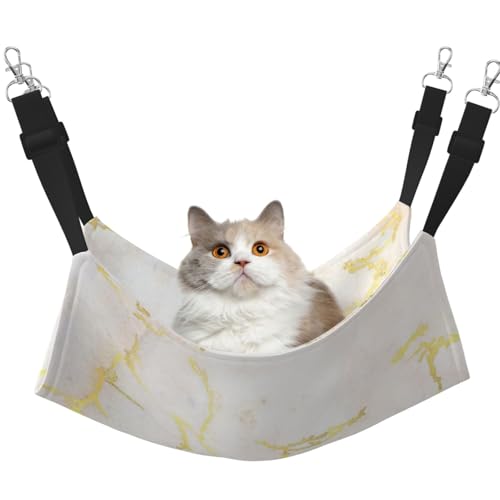 InOmak Fügen Sie Ihren Text Gold Marmor Blank Modern Elegant, Katzenhängematte, weiches, doppelseitiges Hängebett für kleine Hunde und Haustiere,M von InOmak