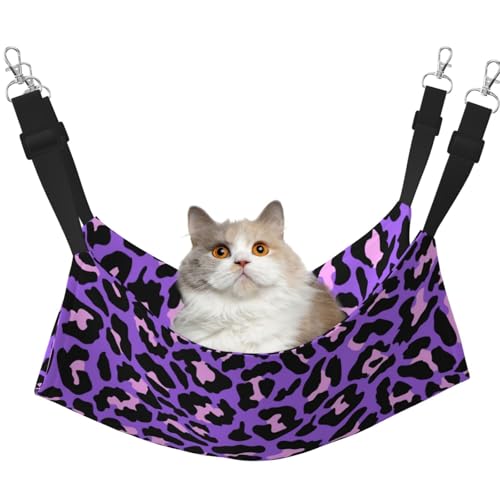 InOmak Lila und rosa Leopardenmuster, Katzenhängematte, weiches, doppelseitiges Hängebett für kleine Hunde und Haustiere,M InOmak Lila und rosa Leopardenmuster, Katzenhängematte, weiches, doppelseitiges Hängebett für kleine Hunde und Haustiere,M von InOmak