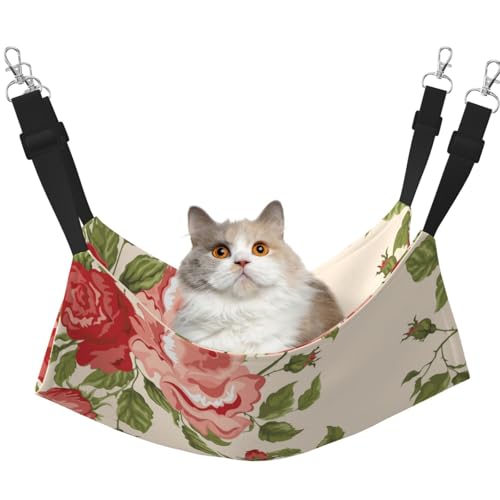 InOmak Retro Blumen Bedruckt, Katzenhängematte, weiches, doppelseitiges Hängebett für kleine Hunde und Haustiere,L InOmak Retro Blumen Bedruckt, Katzenhängematte, weiches, doppelseitiges Hängebett für kleine Hunde und Haustiere,L von InOmak