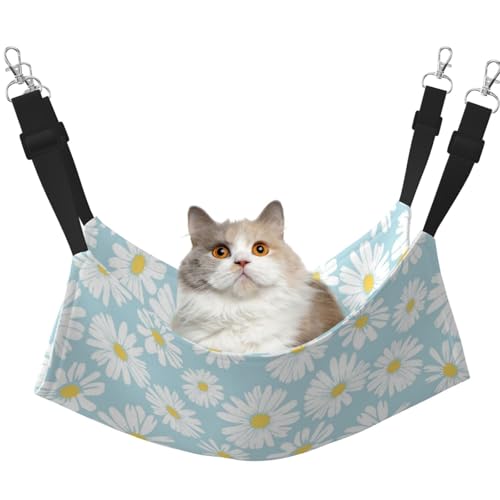 InOmak Weiße Gänseblümchen, Katzenhängematte, weiches, doppelseitiges Hängebett für kleine Hunde und Haustiere,L von InOmak