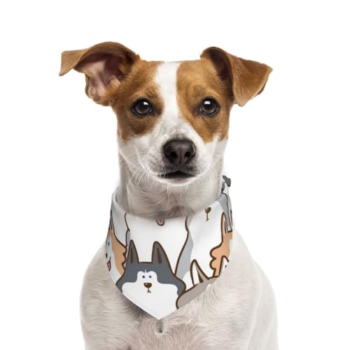 Karikatur, sibirischer Husky, Hund, Hundehalstücher, Baumwoll-Haustierschal, verstellbare Lätzchen für Haustiere,M Karikatur, sibirischer Husky, Hund, Hundehalstücher, Baumwoll-Haustierschal, verstellbare Lätzchen für Haustiere,M von InOmak