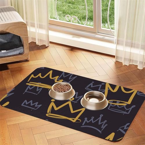 Kronen-Doodle，Futtermatte für Haustiere, Tischsets aus PU-Leder für Katzen und Hunde,40x60cm von InOmak