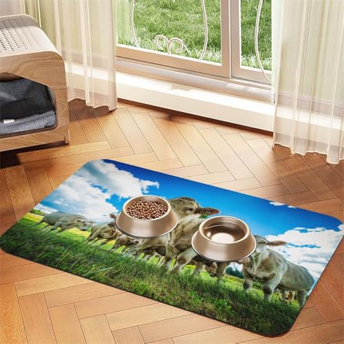 Kuh auf der Wiese，Futtermatte für Haustiere, Tischsets aus PU-Leder für Katzen und Hunde,40x60cm von InOmak