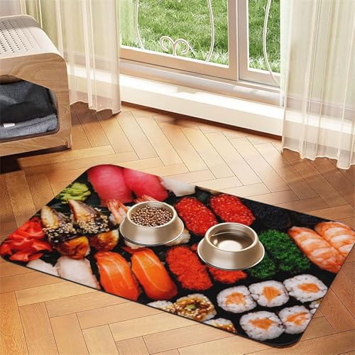 Leckeres Sushi，Futtermatte für Haustiere, Tischsets aus PU-Leder für Katzen und Hunde,30x45cm von InOmak