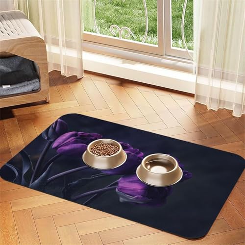 Lila Blumen Hintergrund,Futtermatte für Haustiere, Tischsets aus PU-Leder für Katzen und Hunde,40x60cm Lila Blumen Hintergrund,Futtermatte für Haustiere, Tischsets aus PU-Leder für Katzen und Hunde,40x60cm von InOmak