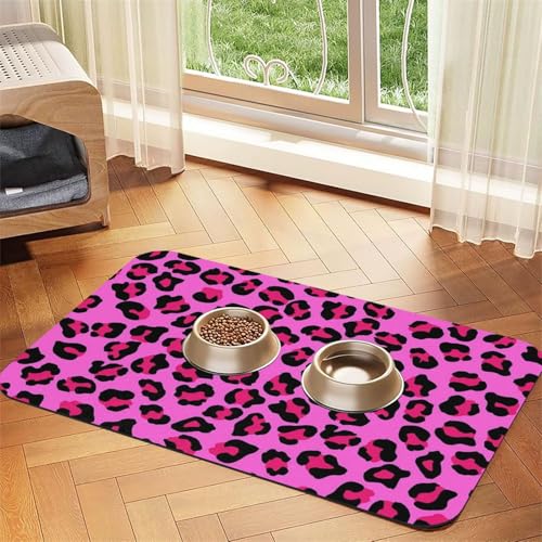 Lila Leopardenmuster，Futtermatte für Haustiere, Tischsets aus PU-Leder für Katzen und Hunde,30x45cm von InOmak