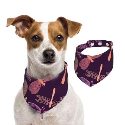 Lila Libelle, Hundehalstücher, Baumwoll-Haustierschal, verstellbare Lätzchen für Haustiere,M Lila Libelle, Hundehalstücher, Baumwoll-Haustierschal, verstellbare Lätzchen für Haustiere,M von InOmak