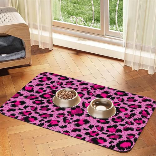 Luxuriöse Pink Leopard Beauty Fashion,Futtermatte für Haustiere, Tischsets aus PU-Leder für Katzen und Hunde,30x45cm Luxuriöse Pink Leopard Beauty Fashion,Futtermatte für Haustiere, Tischsets aus PU-Leder für Katzen und Hunde,30x45cm von InOmak
