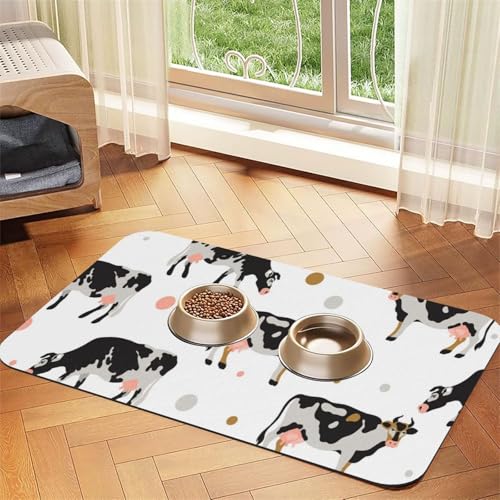 Milk Spotted Cow Black Cow,Waterproof Pet Feeding Mat,PU Leather Placemats for Cat Dog Water Bowl,Food Mats,30x45cm Milk Spotted Cow Black Cow,Waterproof Pet Feeding Mat,PU Leather Placemats for Cat Dog Water Bowl,Food Mats,30x45cm von InOmak