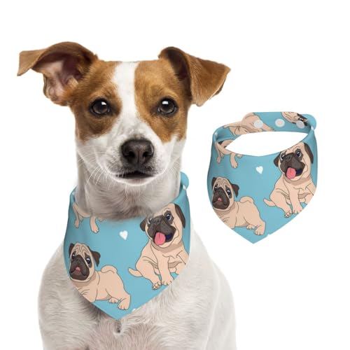 Mops, Hundehalstücher, Baumwoll-Haustierschal, verstellbare Lätzchen für Haustiere,M Mops, Hundehalstücher, Baumwoll-Haustierschal, verstellbare Lätzchen für Haustiere,M von InOmak