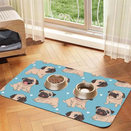 Mops，Futtermatte für Haustiere, Tischsets aus PU-Leder für Katzen und Hunde,40x60cm von InOmak