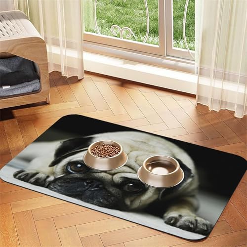 Mops，Futtermatte für Haustiere, Tischsets aus PU-Leder für Katzen und Hunde,40x60cm von InOmak