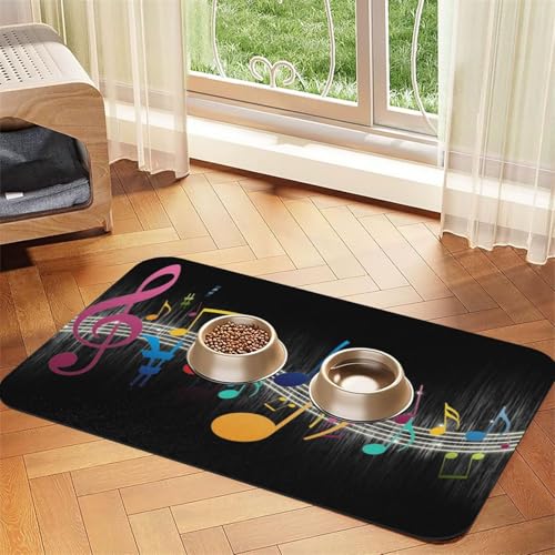 Music Notes,Waterproof Pet Feeding Mat,PU Leather Placemats for Cat Dog Water Bowl,Food Mats,40x60cm von InOmak