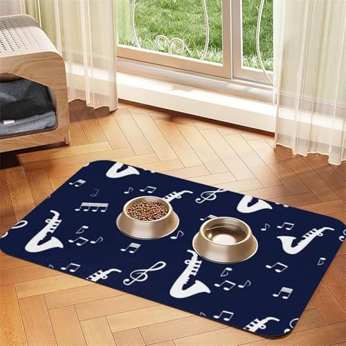 Musiknoten Saxophone,Futtermatte für Haustiere, Tischsets aus PU-Leder für Katzen und Hunde,30x45cm Musiknoten Saxophone,Futtermatte für Haustiere, Tischsets aus PU-Leder für Katzen und Hunde,30x45cm von InOmak