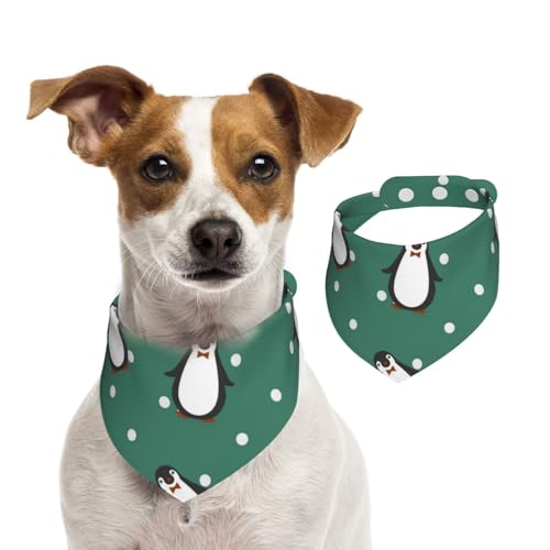 Niedliches Pinguin-Muster, Hundehalstücher, Baumwoll-Haustierschal, verstellbare Lätzchen für Haustiere,S von InOmak
