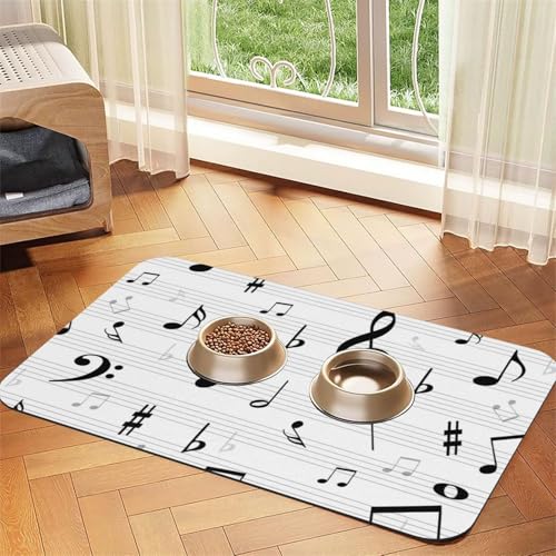 Notenschlüssel Notenblatt Symbol Diskant Abstrakt，Futtermatte für Haustiere, Tischsets aus PU-Leder für Katzen und Hunde,30x45cm von InOmak