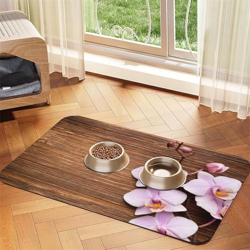 Orchideenblüte，Futtermatte für Haustiere, Tischsets aus PU-Leder für Katzen und Hunde,40x60cm von InOmak