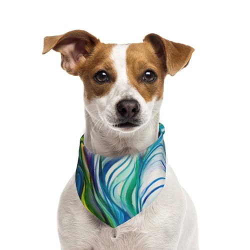 Pfauenfedern, Hundehalstücher, Baumwoll-Haustierschal, verstellbare Lätzchen für Haustiere,M Pfauenfedern, Hundehalstücher, Baumwoll-Haustierschal, verstellbare Lätzchen für Haustiere,M von InOmak