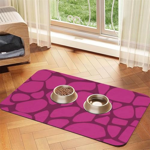 Pink Giraffe Animal Print,Waterproof Pet Feeding Mat,PU Leather Placemats for Cat Dog Water Bowl,Food Mats,30x45cm von InOmak