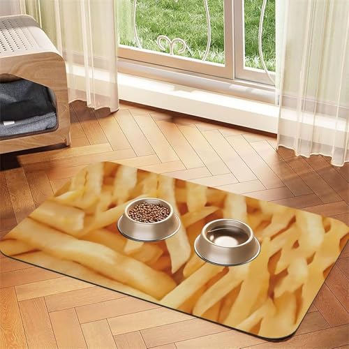 Pommes Frites，Futtermatte für Haustiere, Tischsets aus PU-Leder für Katzen und Hunde,40x60cm von InOmak