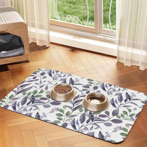 Purple Sage Green Leaves Greenery,Waterproof Pet Feeding Mat,PU Leather Placemats for Cat Dog Water Bowl,Food Mats,40x60cm von InOmak