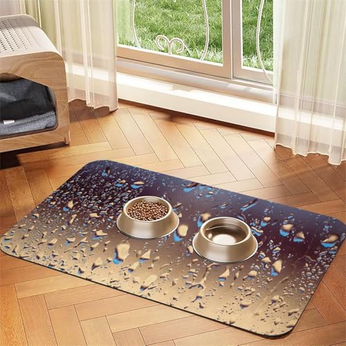 Rain Drops On Glass Printed,Waterproof Pet Feeding Mat,PU Leather Placemats for Cat Dog Water Bowl,Food Mats,40x60cm Rain Drops On Glass Printed,Waterproof Pet Feeding Mat,PU Leather Placemats for Cat Dog Water Bowl,Food Mats,40x60cm von InOmak