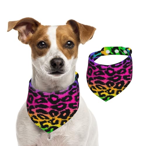Regenbogen-Leopardenmuster, Hundehalstücher, Baumwoll-Haustierschal, verstellbare Lätzchen für Haustiere,L Regenbogen-Leopardenmuster, Hundehalstücher, Baumwoll-Haustierschal, verstellbare Lätzchen für Haustiere,L von InOmak